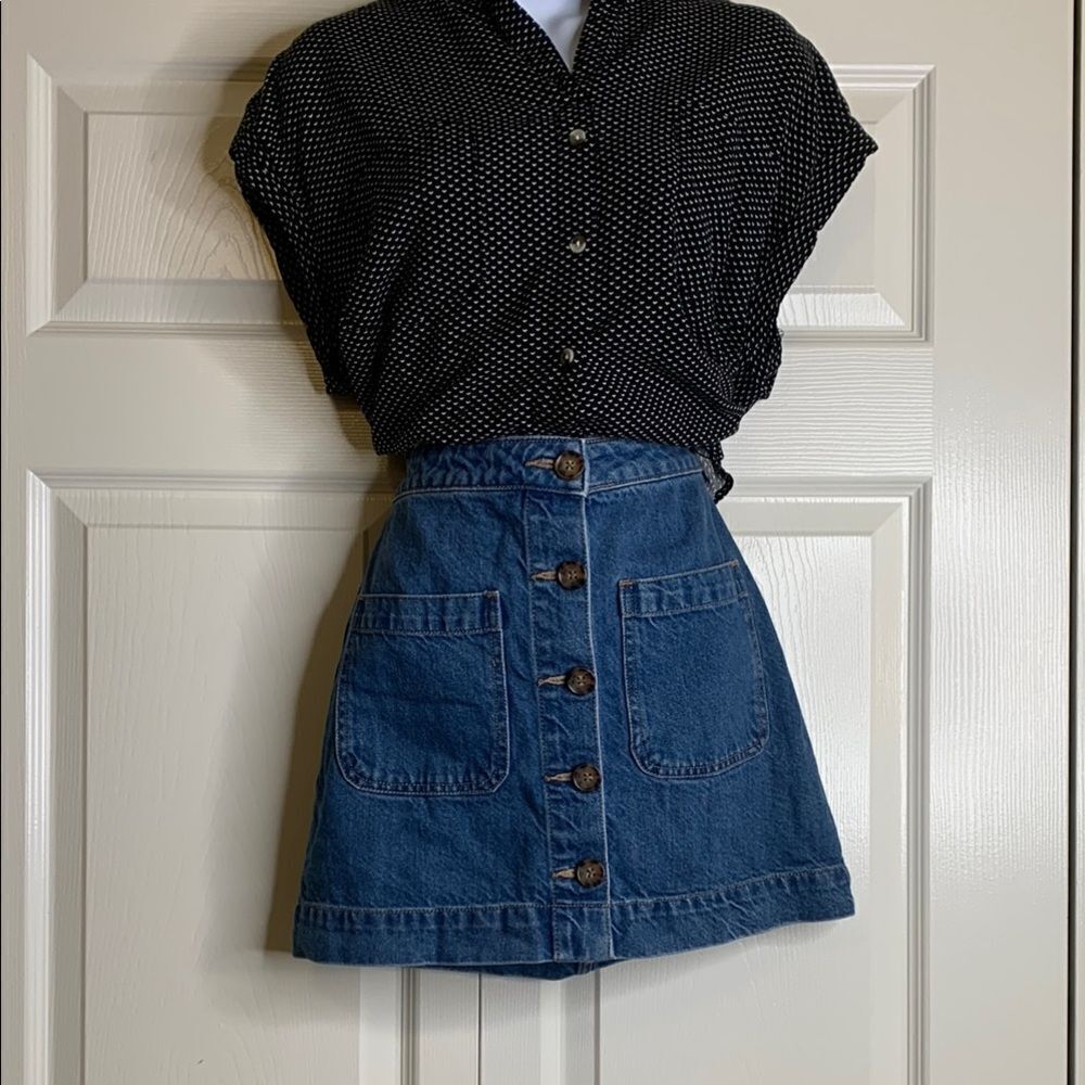 We The Free Blue Denim Skirt, button down, size 24